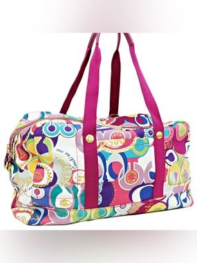 Coach Poppy Colourful Graffiti Weekender Travel Duffle Tote Carry On